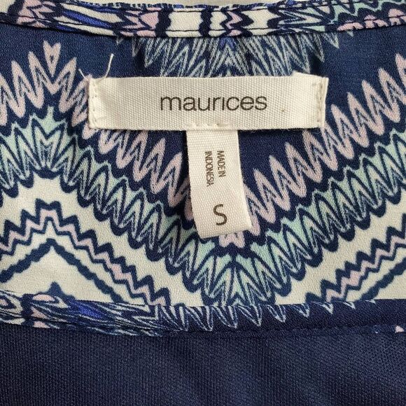 Maurices Small Sleeveless Chevron Print Dress Blue Purple Zip Front - Picture 8 of 9